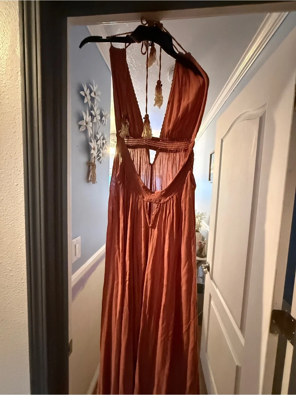 Sleeveless Deep V Maxi Dress in Terracotta - Picture 3 of 4